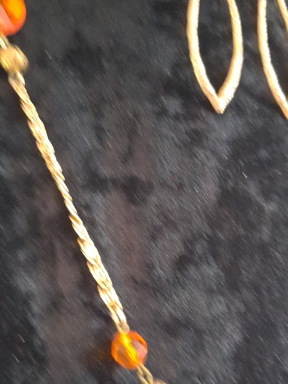 Vintage Gold and Orange Faceted Bead Long Necklace with Earrings - Picture 6 of 11